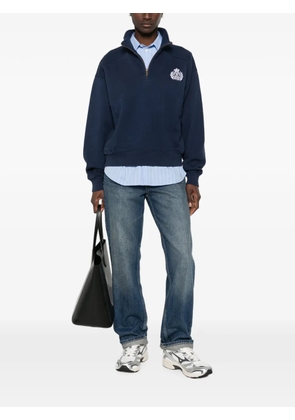 Sporty & Rich crest-embroidered quarter-zip sweatshirt - Blue