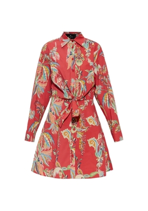 ETRO paisley-print knot-detail shirt mini dress - Red