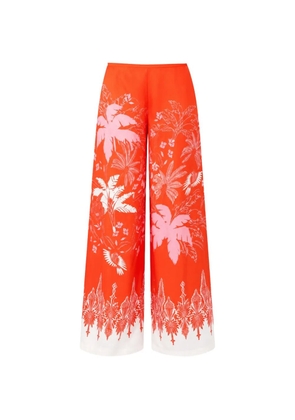 Poupette St Barth Clea palm-tree print Clea trousers - Orange