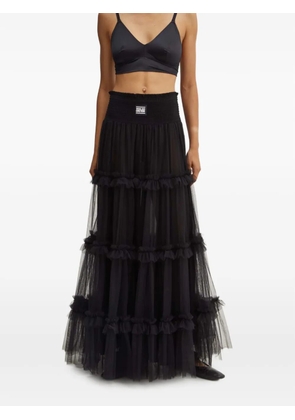 Versace Jeans Couture ruffled smocked midi dress - Black