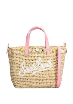 MC2 Saint Barth mini Raffia City floral-embellished tote bag - Neutrals