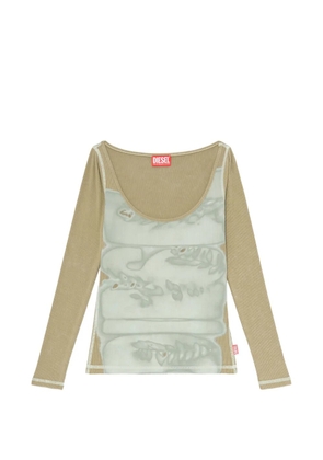 Diesel ribbed-knit digital-print top - Neutrals