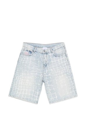 BLUE SKY INN crocodile-effect heavy-wash shorts