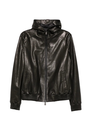 SERGIO MORETTI FIRENZE hooded leather jacket - Black