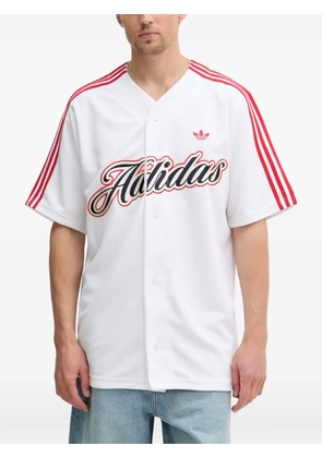 adidas logo-embroidered striped-sleeve shirt - White