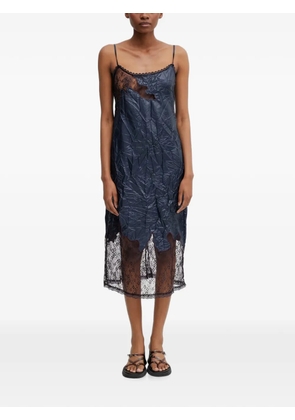 Andersson Bell crinkled lace-trim midi dress - Blue