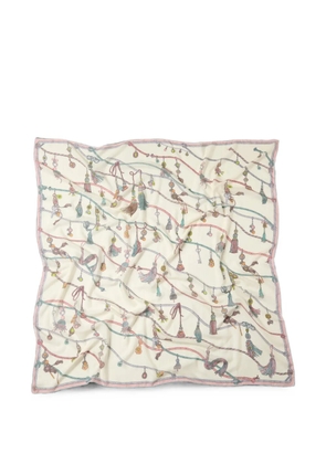 Versace printed wool & silk shawl 140 cm - Neutrals