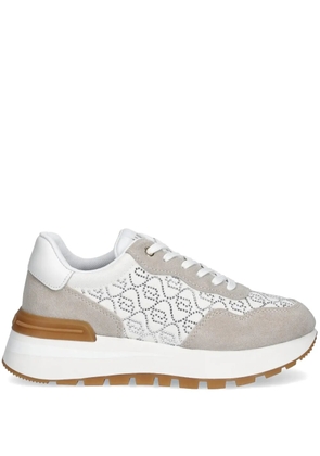 LIU JO logo-rhinestone sneakers - White