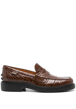 Tod's croc-effect loafers - Brown
