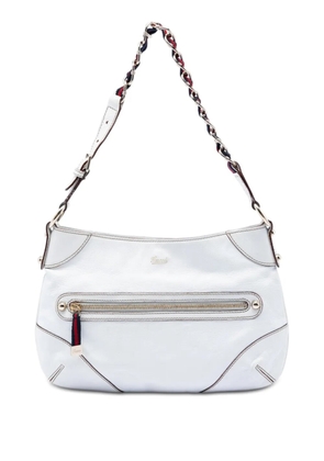 Gucci Pre-Owned 2000-2015 Calfskin Web Capri Ranch Kid shoulder bag - White