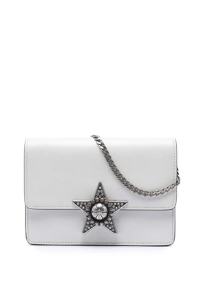Miu Miu Pre-Owned 2010-2026 Smooth Leather Star Crystal Embellished crossbody bag - White