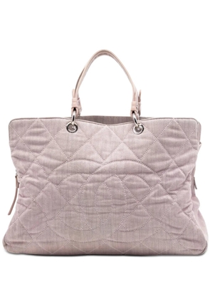 CHANEL Pre-Owned 2008-2009 Large CC Quilted Denim tote bag - Pink