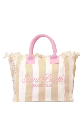 MC2 Saint Barth Vanity striped frayed-edge tote bag - White