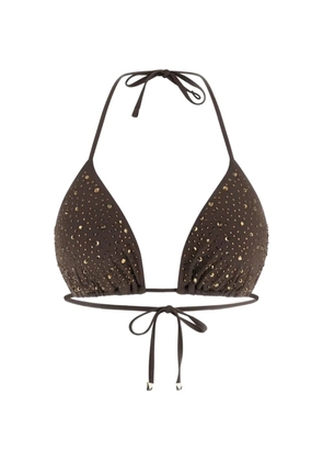 GUESS USA rhinestone-embellished triangle bikini top - Brown
