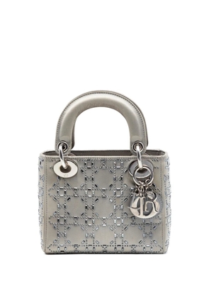 Christian Dior Pre-Owned 2018 Mini Satin Cannage Crystal Embellished Lady Dior satchel - Grey