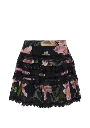 AllSaints Zora floral-print tiered mini skirt - Black