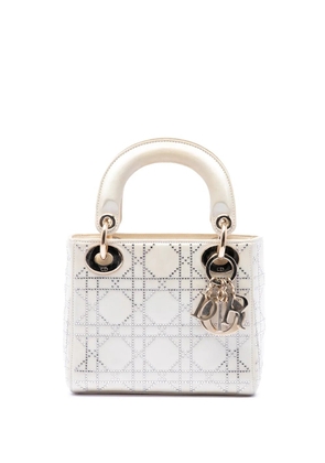 Christian Dior Pre-Owned 2012 Mini Satin Cannage Crystal Embellished Lady Dior satchel - White
