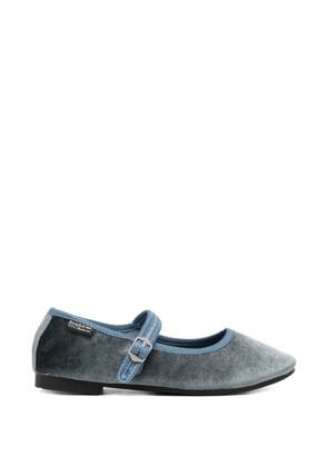 ROCKFISH velvet buckle-fastening ballet flats - Blue