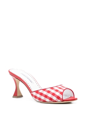 Manolo Blahnik Jadara gingham mules - Red