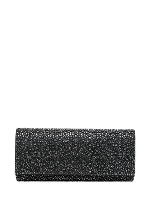 TWENTY FOURHAITCH Huma crystal-embellished fold-over clutch bag - Black