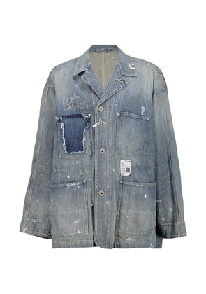 Maison MIHARA YASUHIRO Chore stripe-pattern paint-splatter denim jacket - Blue