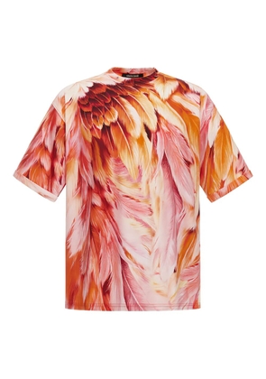 Roberto Cavalli plumage-print T-shirt - Orange