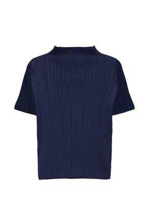 Pleats Please Issey Miyake pleated high-neck T-shirt - Blue