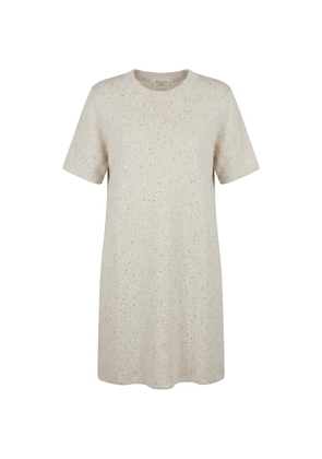 Brunello Cucinelli sequin-embellished knitted dress - Neutrals