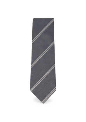 TOM FORD herringbone-knit diagonal-stripe tie - Grey