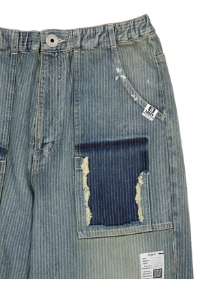 Maison MIHARA YASUHIRO stripe-pattern paint-splatter jeans - Blue