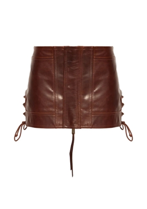 DSQUARED2 lace-up leather skirt - Brown