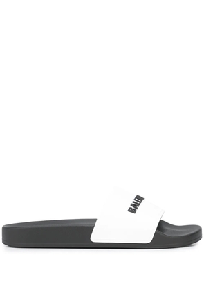 Balenciaga logo-print slides - White