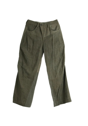Ziggy Chen articulated flap panelled pinstriped trousers - Green