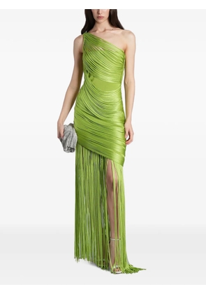 David Koma one-shoulder fringed-detail maxi dress - Green