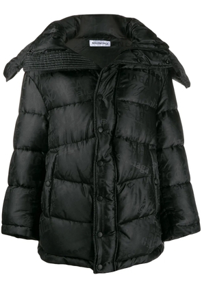 Balenciaga mixed typo swing puffer jacket - Black