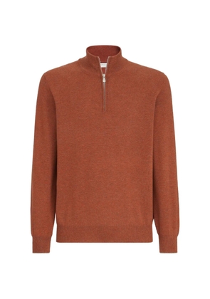 Brunello Cucinelli mouliné cashmere sweater with half zip - Orange