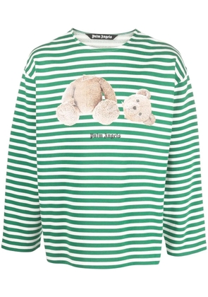 Palm Angels logo-print striped cotton T-shirt - Green