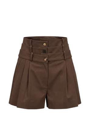Monse triple-waistband pleated shorts - Brown