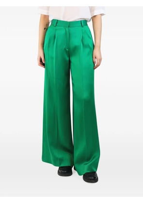Bella Freud pleated-front satin tailored trousers - Green