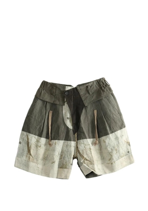 Ziggy Chen heavy patchwork panelled corduroy shorts - Green