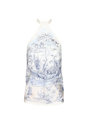 Ferragamo Voyage-print halterneck blouse - White