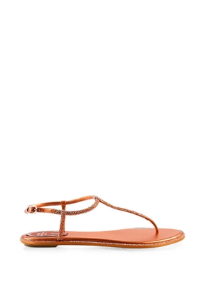 René Caovilla crystal-embellished flat sandals - Orange