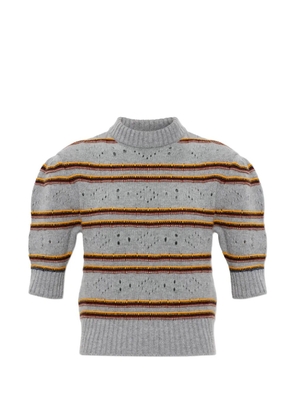 Marni striped pointelle-knit sweater - Grey