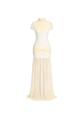 AXEL 113 Grace mesh-panelled maxi dress - Neutrals
