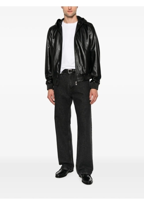 SERGIO MORETTI FIRENZE hooded leather jacket - Black