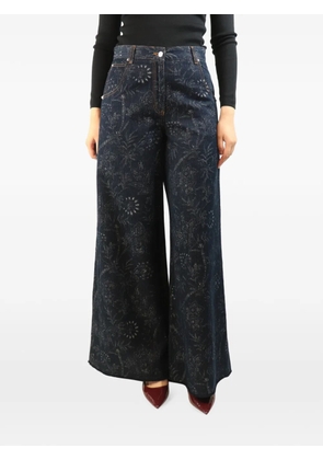 Etro Pre-Owned floral-print wide-leg jeans - Blue