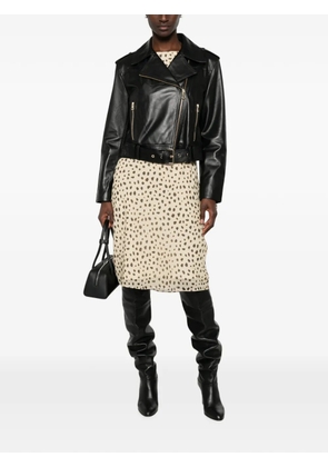 ADRIANNA FERETTI belted leather biker jacket - Black
