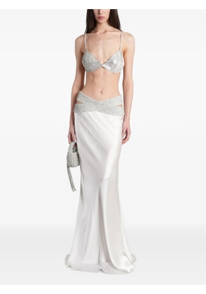 Nuè crystal-embellished cut-out skirt - White