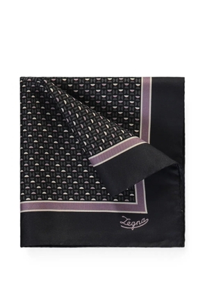 Zegna geometric-print silk pocket square - Black