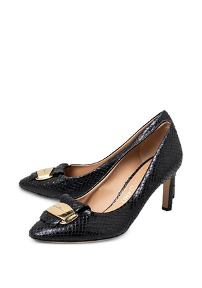 Ferragamo Pre-Owned python-embossed logo pumps - Black